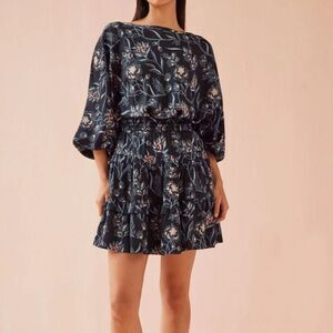 OMiKA Sam Mini Skirt & Blouse Set in Sofi Midnight Print